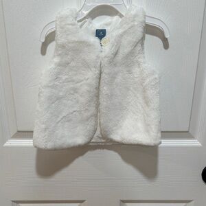 GAP Kids White Faux Fur Vest